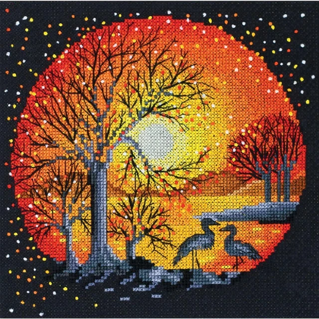 Lot De 3 Kits Point De Croix Vintage – Paragon, Coucher De Soleil, Hiboux, Fermes