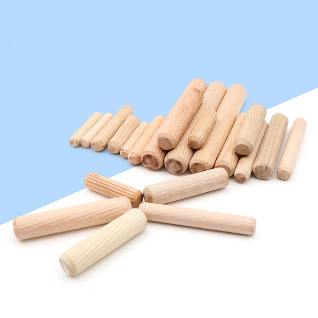 Paquete de 200 6x30 mm tacos de madera rectos tacos de madera estriados para artesanía de muebles