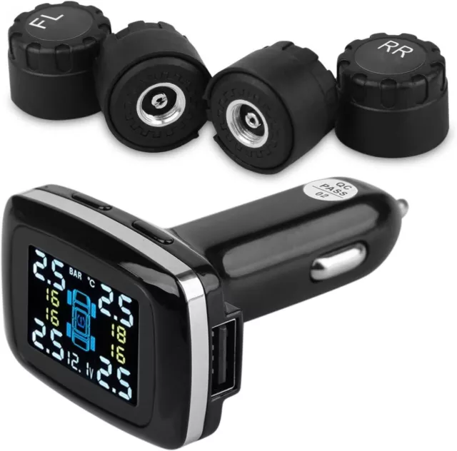 TPMS Wireless Car Tire Tyre Pressure Monitor Monitoring System + 4 Sensors