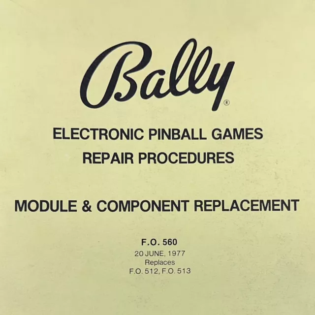 Bally Electronic Pinball Game Repair Machine Manual Schematics 560 ORIGINAL