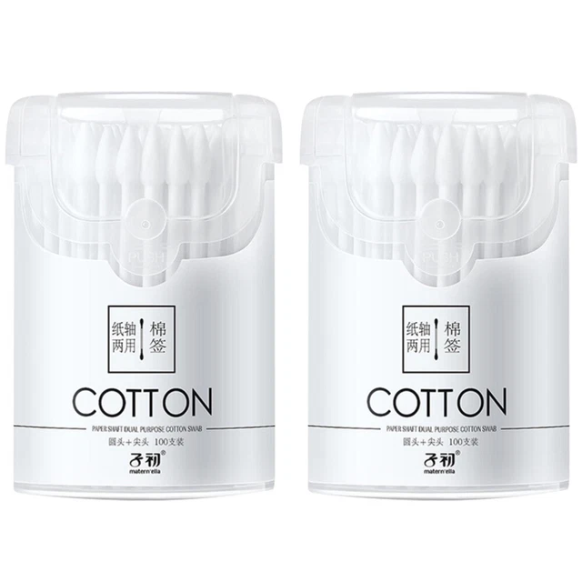 2 Cajas Bastoncillos de Algodón 7.7X0.5cm Natural Aspirable Recién Nacido