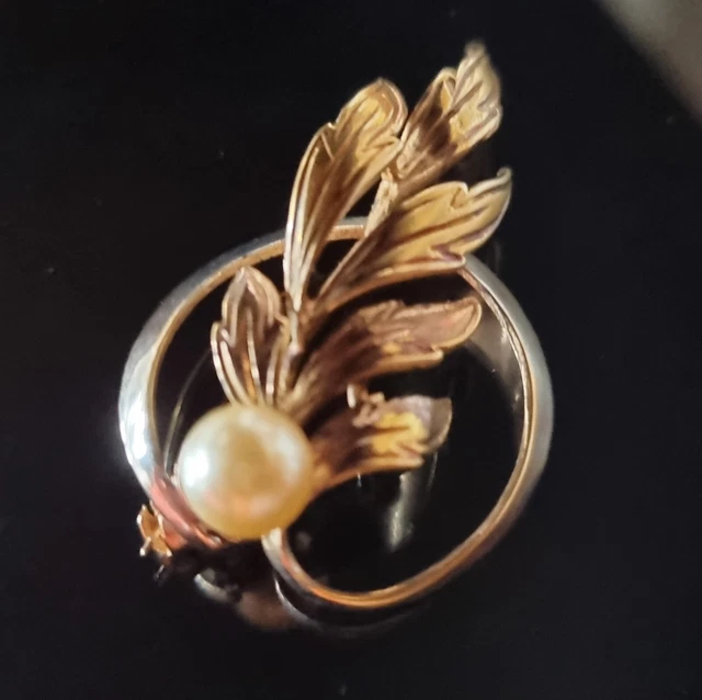 Broche Vintage Plaquée Or Laminé - Dimensions 45x25mm, Occasion, Bijou Ancien