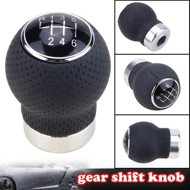 Black Leather 6 Speed Car Gear Shift Knob Shifter Lever MT Universal Manual-