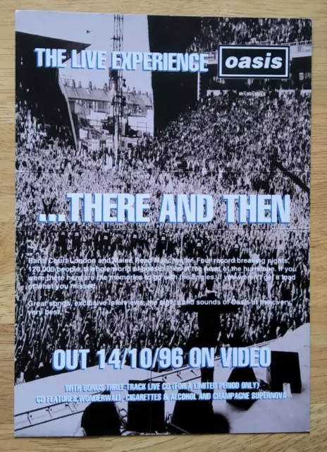 Oasis There and then - Rare fan club  promo marketing card 14th October 1996