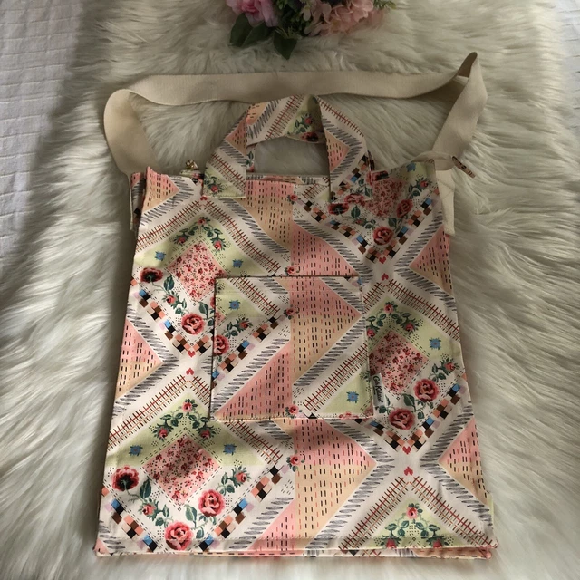 Cath Kidston Tall Tote Bag Organic Cotton Patchwork Print Peach Mix Pockets