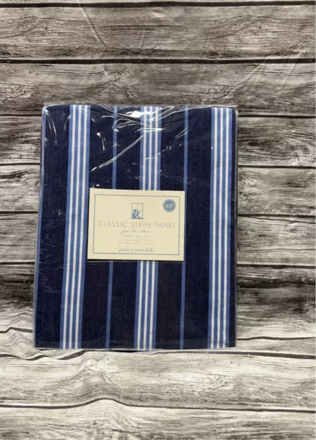 Pottery Barn Kids Classic Stripe Curtain 1 Panel Cotton Blue & White 44X63" Pottery Barn Kids Classic Stripe Curtain 1 Panel Cotton Blue & White 44X63"