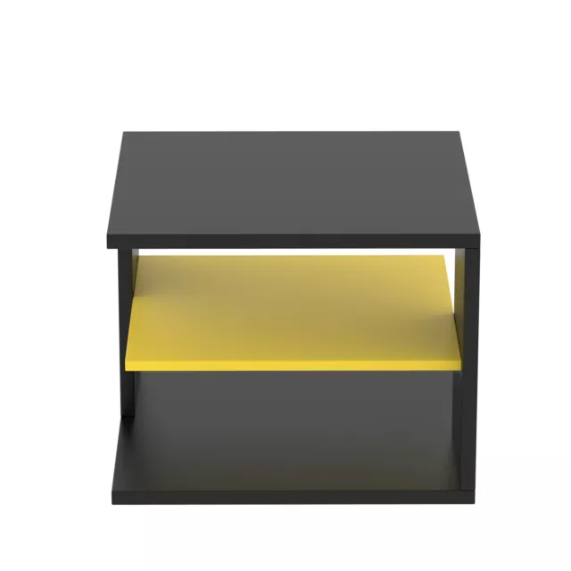 Mesa Auxiliar Neo Negro Madera Mesita Baja Sofá Moderno Akzentfarbe Amarillo 3