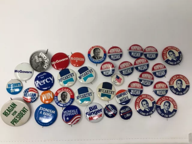 Lot COOL Vintage Boutons Campagne Politique Épingles Humphrey Wallace McCarthy ++ 2