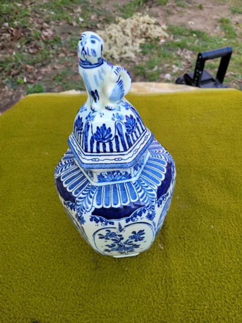 Deckelvase BOCH Belgium Royal Spinxh Delfts Holland Vase Delft Vase