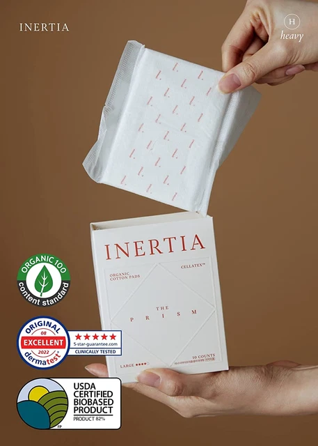 Almohadillas orgánicas INERTIA para mujer, de gran absorción, a prueba de fugas con Labocell™-10