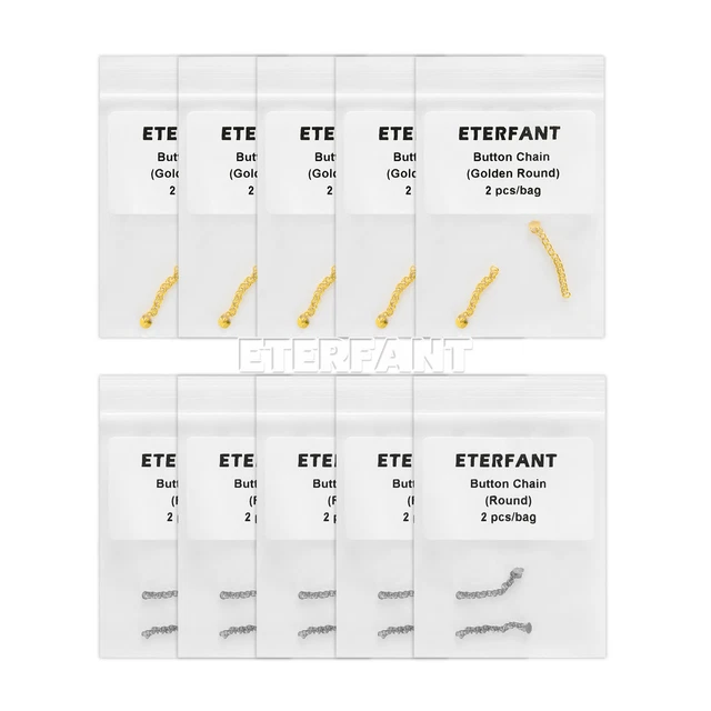 ETERFANT Dental Ortho Lingual Button Chain Mesh Round Base Silver/Gold 2pcs/pack