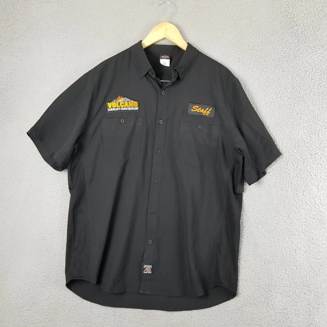 Harley Davidson Big Island Kona Hawaii Volcano Shirt L Staff Performance Golf