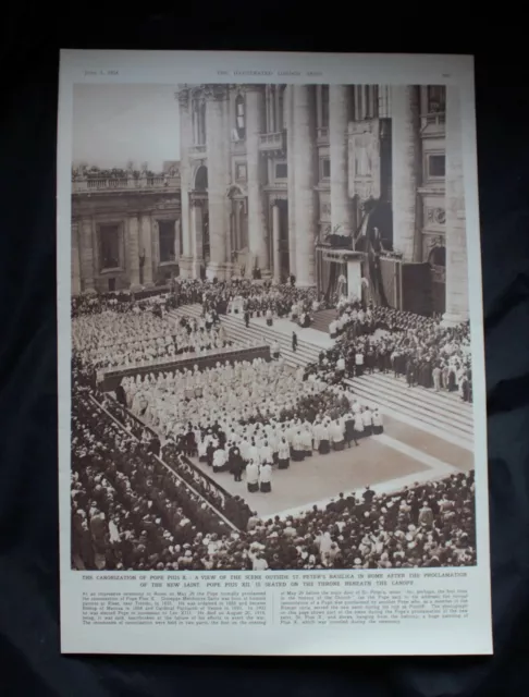 1954 Magazine photo print 'THE CANONIZATION OF POPE PIUS X' 14.5" x 10"