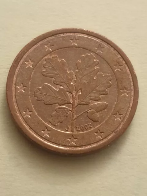 Seltene 1 Cent Euro Münze Deutschland 2002 J 2