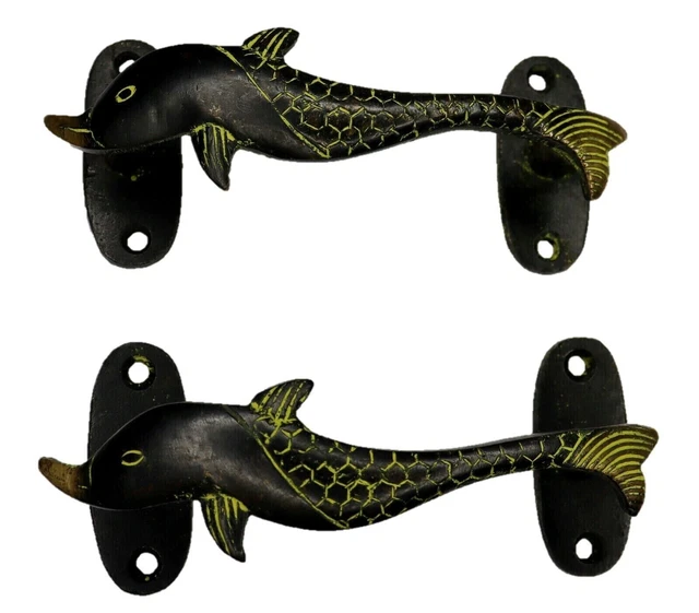 Fish Shape Drawer Wardrobe Pull Knob Vintage Style Handmade Brass Door Handle