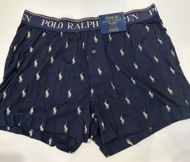 Polo Ralph Lauren Multi Logo Knit Boxer Shorts Underwear Pony Blue Men's XL