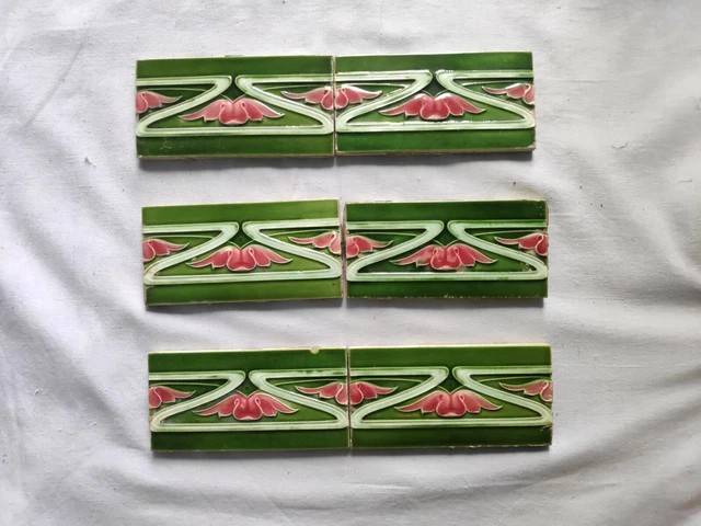 Vintage 6Pcs H & R Johnson Ltd Majolica Art Architecture Furniture Tile England