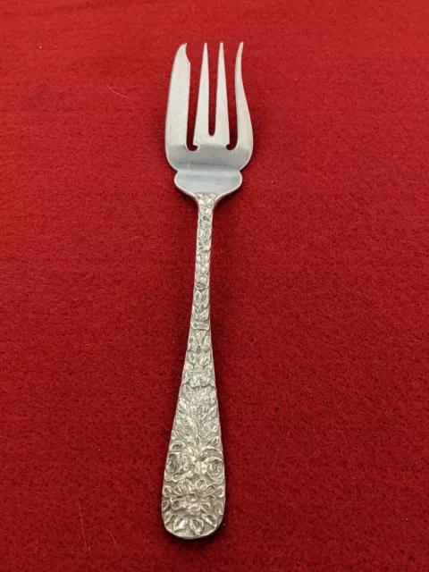 Kirk Stieff Co. Inc Hand Chased Rose Sterling Silver 6 1/4" Salad Fork