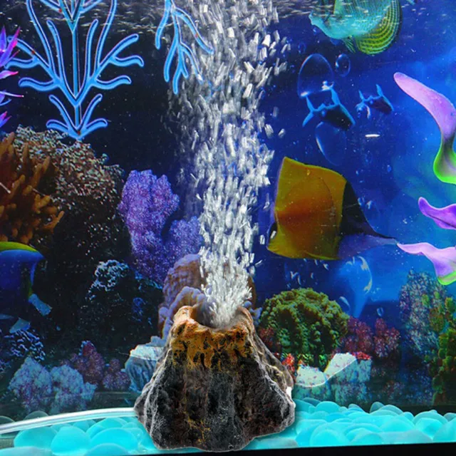 Aquarium Volcano Shape & Air Bubble Stone Oxygen Pump Fish 'Tank Ornament 6ON:da