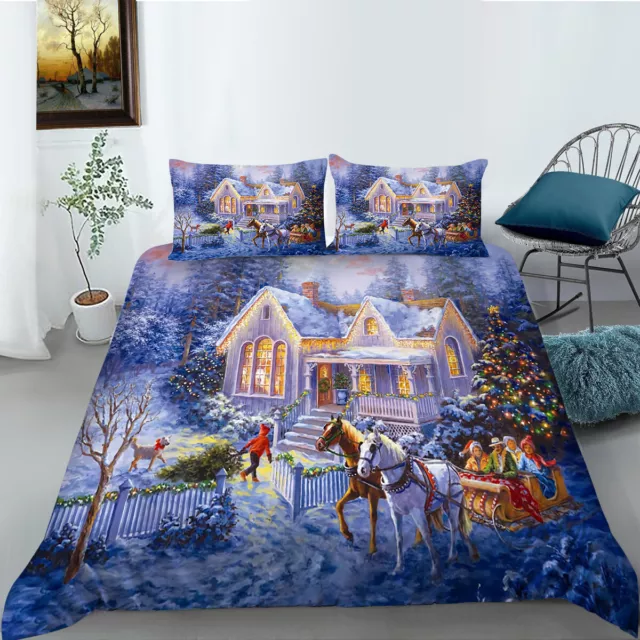 Weihnachtsbettwäsche Schneeflocke Frohe Weihnachten Muster Bettbezug Sets