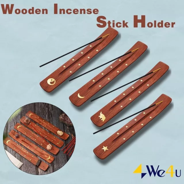 Wooden Incense Stick Holder Burning Joss Insence Box Insense Burner Ash Catcher