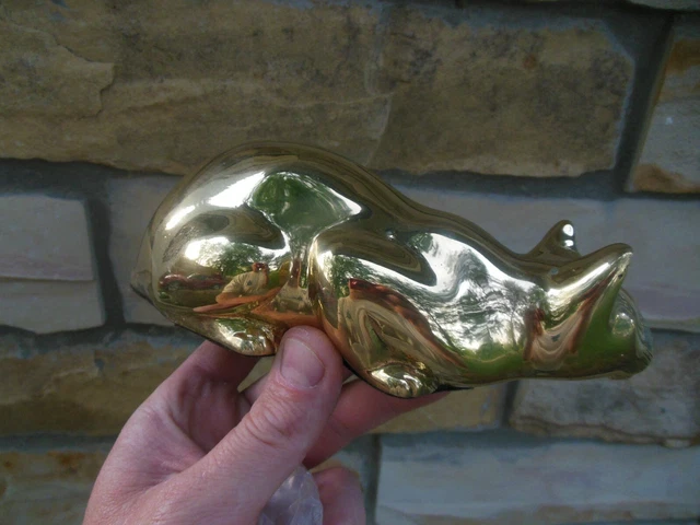 Vintage MCM Solid Brass Cat Figure Doorstop New Old Stock Mid Century