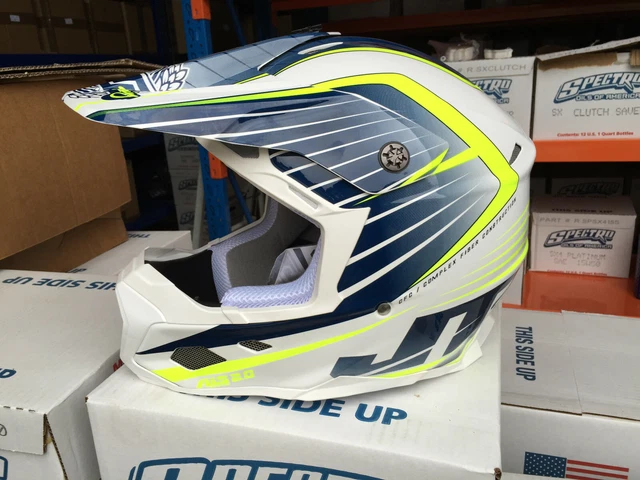 NEW MX HELMET JT RACING USA ALS 2.0 Navy White Neon Yellow EUR