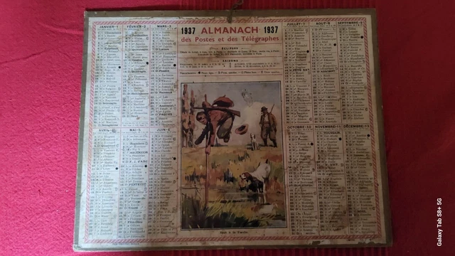 Calendrier de l'année 1937 Photo Stock - Alamy