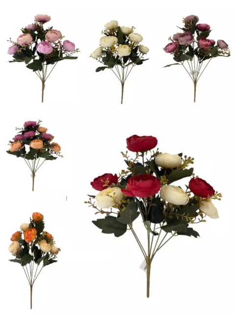 8 Heads Artificial Flowers Silk Peony Bouquet Fake Rose Wedding Home Party Decor