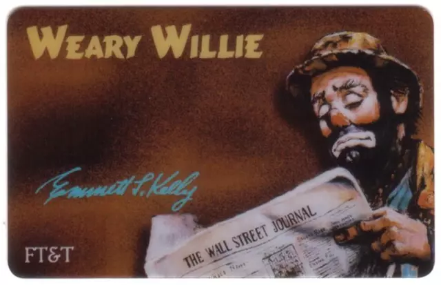 5u Emmett KELLY le Clown' Weary Willie' Reading Mur Rue Journal Téléphone Carte