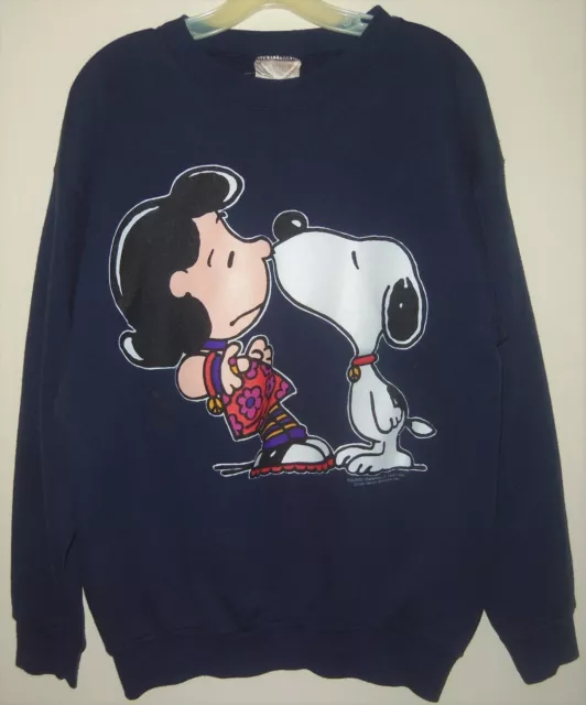 Vintage Peanuts Lucy Snoopy & Woodstock Old Sweatshirt Large Rare!