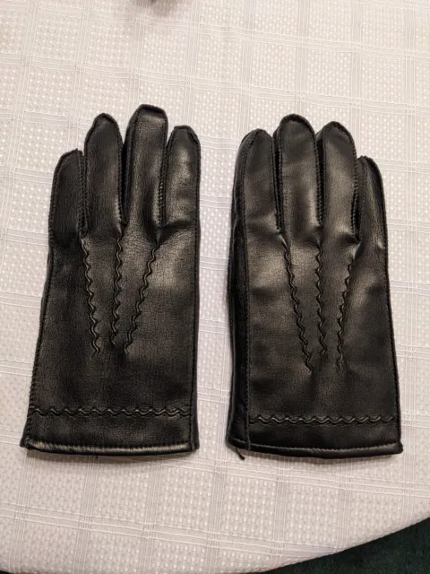 Rabbit fur lined vinyl gloves. Women's Size L