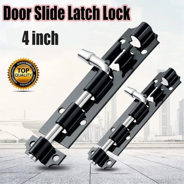 8" Heavy Duty Tower Bolt Latch For Garden Gates, Sheds & Sliding Doors - Black Metal, Surface Mount