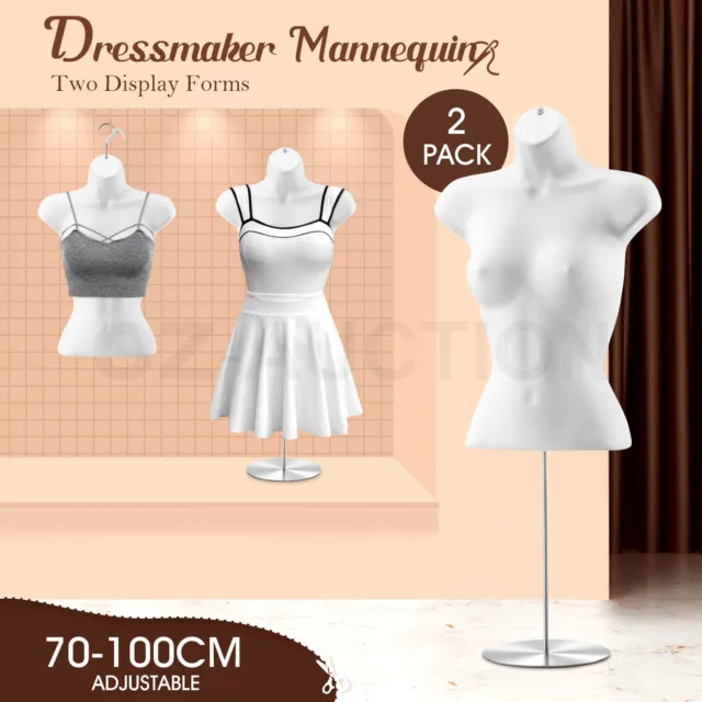 2PCS Female Mannequin Dressmaker Manikin Torso Dress Form Hanging Display Stand