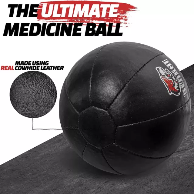 Leder Medizinball 10 kg Core Cardio Cross Fitnessstudio Cardio schwere Boxpassform 2