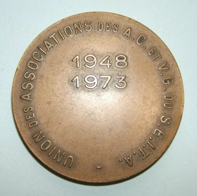 Medaille De Table Union Des Anciens Combattants Et Veuves De Guerre Seita 1973