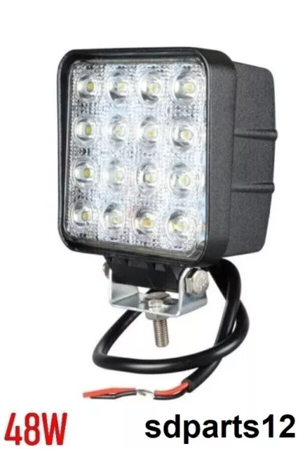 LED Phare de Travail Feu Antibrouillard Spot 12/24V 48W pour Camion 4x4 ATV VTT