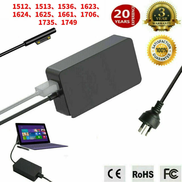 AC Adapter Charger For Microsoft Surface 2 3 RT, Pro 1 2 3 4 5 6 7 X, GO BOOK