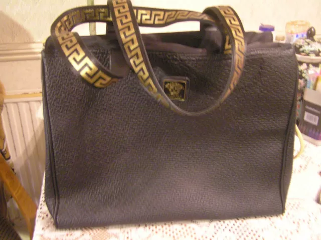 Large Versace Parfums, Travel, Shopper Hand  Bag Black and Gold