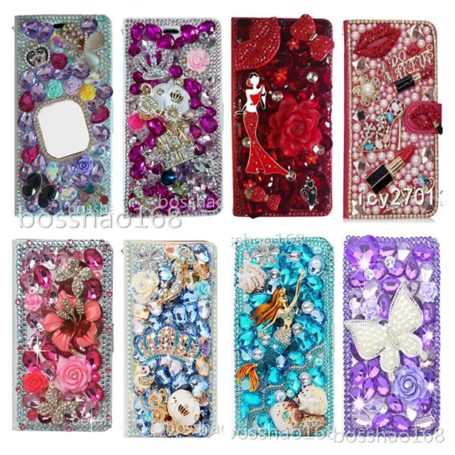 Für iPhone 13/13 Pro Max Bling Schön funkeln Handy Hülle Magnet Flip wallet Case 3