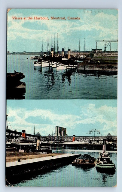 Steamer in Canal & Harbor MONTREAL Quebec Canada 1915 Valentine & Sons Postcard