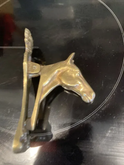 Vintage Solid Brass Horse Head Door Knocker 14x8x4cm Wheatsheaf/Dog Deco