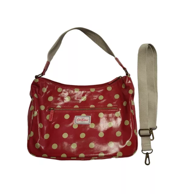 Cath Kidston Red White Faux Leather Hand Bag / Shoulder Uk Women's 9.5" x 14"