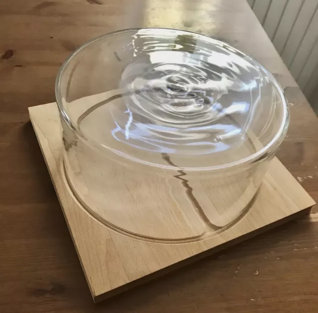 Käseglocke 2 tlg.Salatschale mit Deckel 26 cm Holz Glas