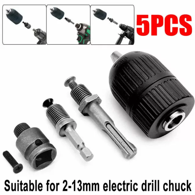 2-13mm Keyless Drill Chuck SDS Plus Adaptor Socket Hex Square Converter Tool