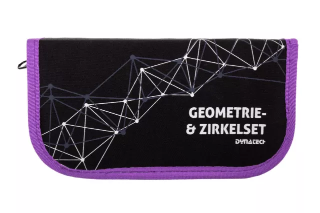 DynaTech Geometrie- und Zirkel-Set (12-teilig) Reißverschluss- Etui violett