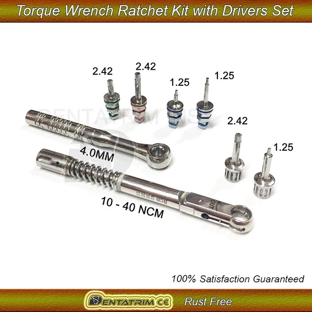 DENTAL IMPLANT TORQUE Wrench Ratchet Kit 1040Ncm 4.0mm with Drivers