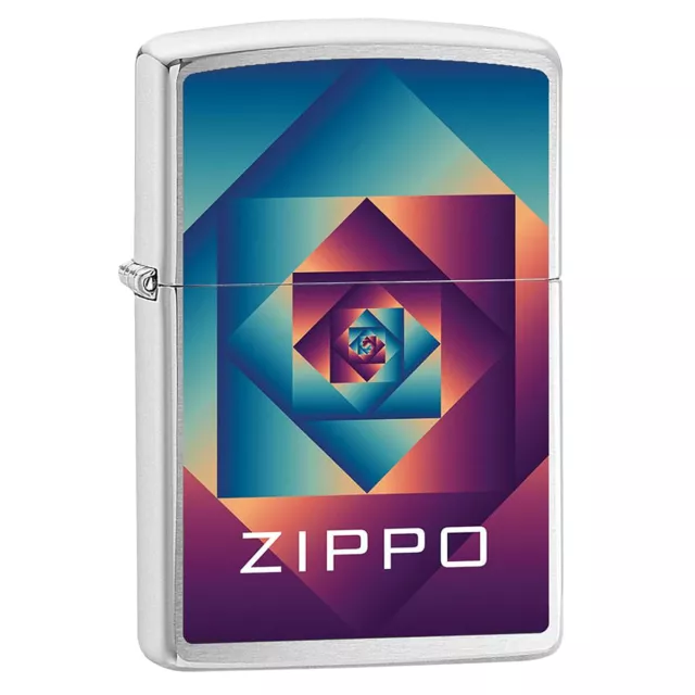 Zippo Design Ilusion Pocket Premium Refillable Camping Lighter Brushed Chrome