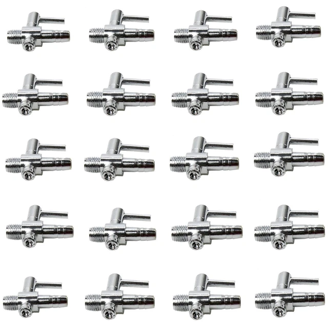 20pcs Aquarium 1 Way Thread Valves,Air Flow Control Valves,Metal Gang Valve
