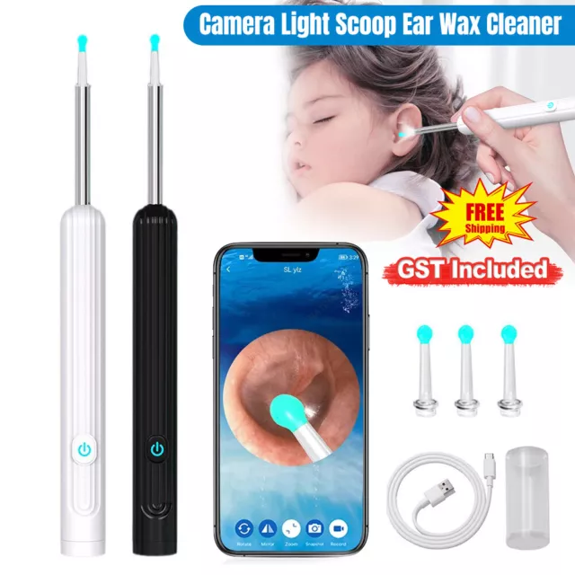 1/2Ear Wax Remover Ear Cleaner Removal Camera Cleaning Pick Tool LED Light Scoop